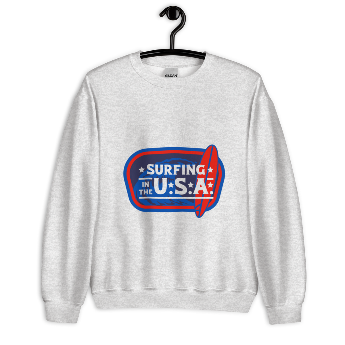 Adult Unisex White Surfing U.S.A. Vintage Graphic Sweatshirt Retro
