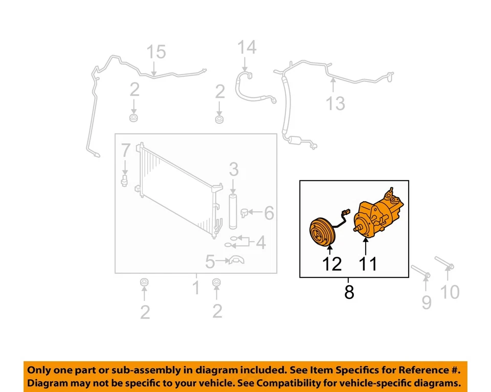 Used A/C Compressor fits: 2008 Nissan Versa AT Grade A - Изображение 3 из 4
