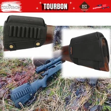 TOURBON Black Leather Rifle Ammo Holder Stock Cover Cheek Riser Rest-Right Handy
