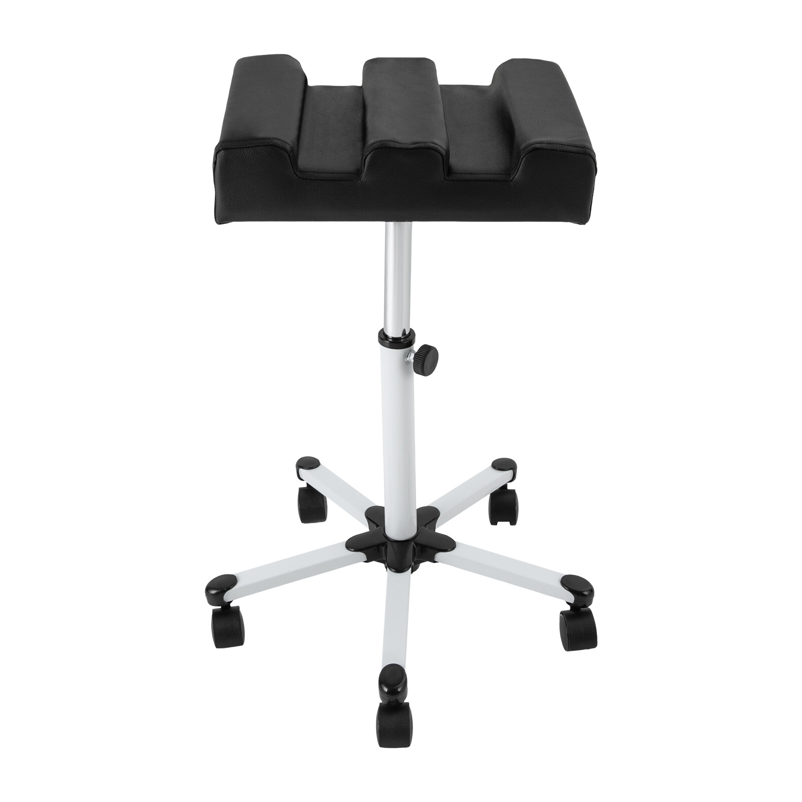 Black Adjustable Pedicure Stool with Wheels for Comfort and Convenience