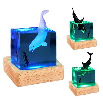 Ocean Whale Shark Diver Night Light Decoration Plug-in Colorful LED Lamp Gift