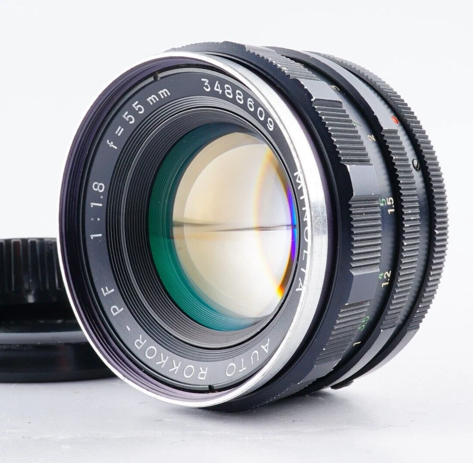 EX+++++ MINOLTA AUTO ROKKOR PF 55mm F/1.8 MF Standard Lens From JAPAN