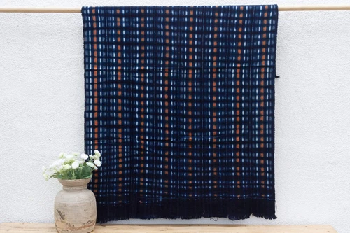 Rhythm Grid Indigo Mud Cloth