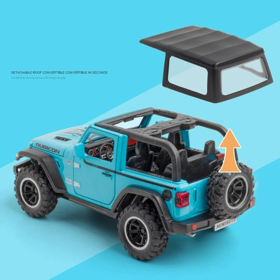 1/32 Jeep Wrangler Rubicon Alloy Diecast Model SUV Sports Car Vehicle Kids Toys - Image 4 of 4