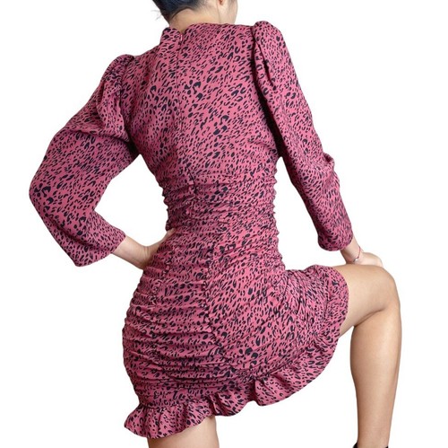 zara pink animal print dress