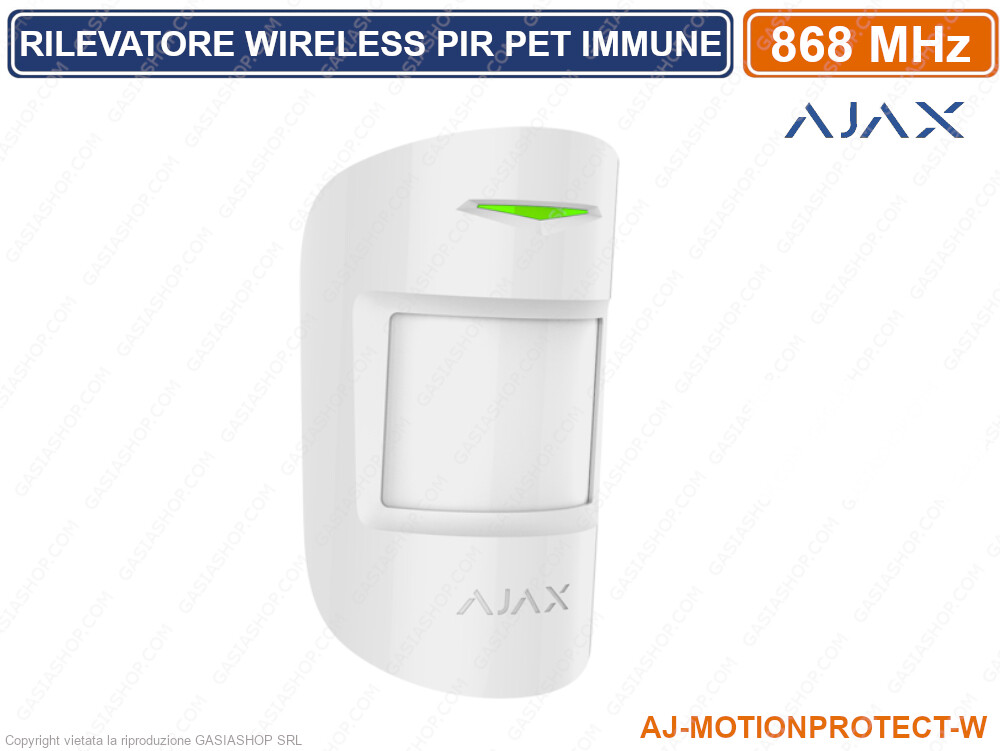 RIVELATORE DI MOVIMENTO PIR  PET IMMUNE SENZA FILI AJAX AJ-MOTIONPROTECT BIANCO