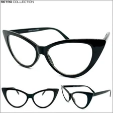 Classy Elegant Retro Exotic Cat Eye Clear Lens EYE GLASSES Black Fashion Frame