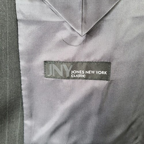 Jones New York Jacket Mens 44R Black Striped Blazer Wool 2 Button Suit Coat - Picture 5 of 13