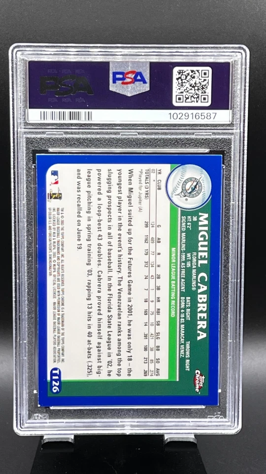 2003 Topps Chrome Miguel Cabrera PSA 8 - Image 2 of 3