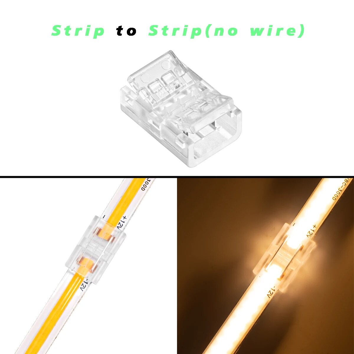 Conector de tira de LED COB conectores rápidos para 2 pines 8/10 mm 2 pines SMD COB 5050 2835