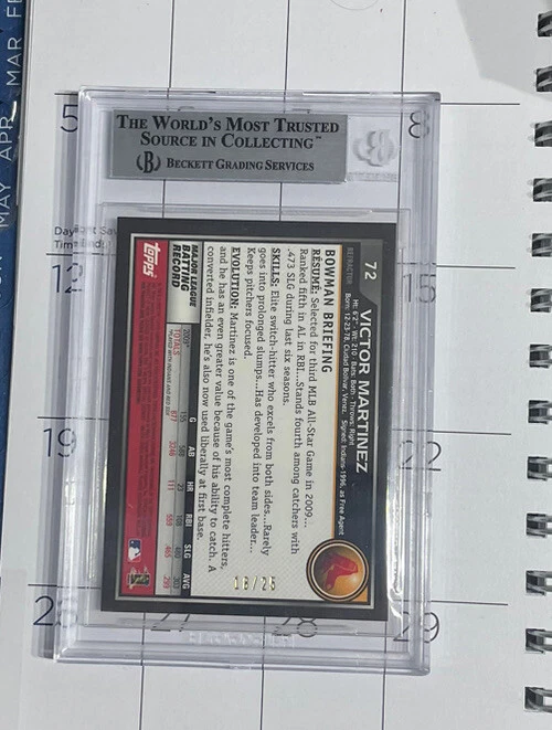 Bowman Chrome Victor Martínez Orange Refractor 2010/25 BGS 9 Tigers Red Sox Foto 2 de 3