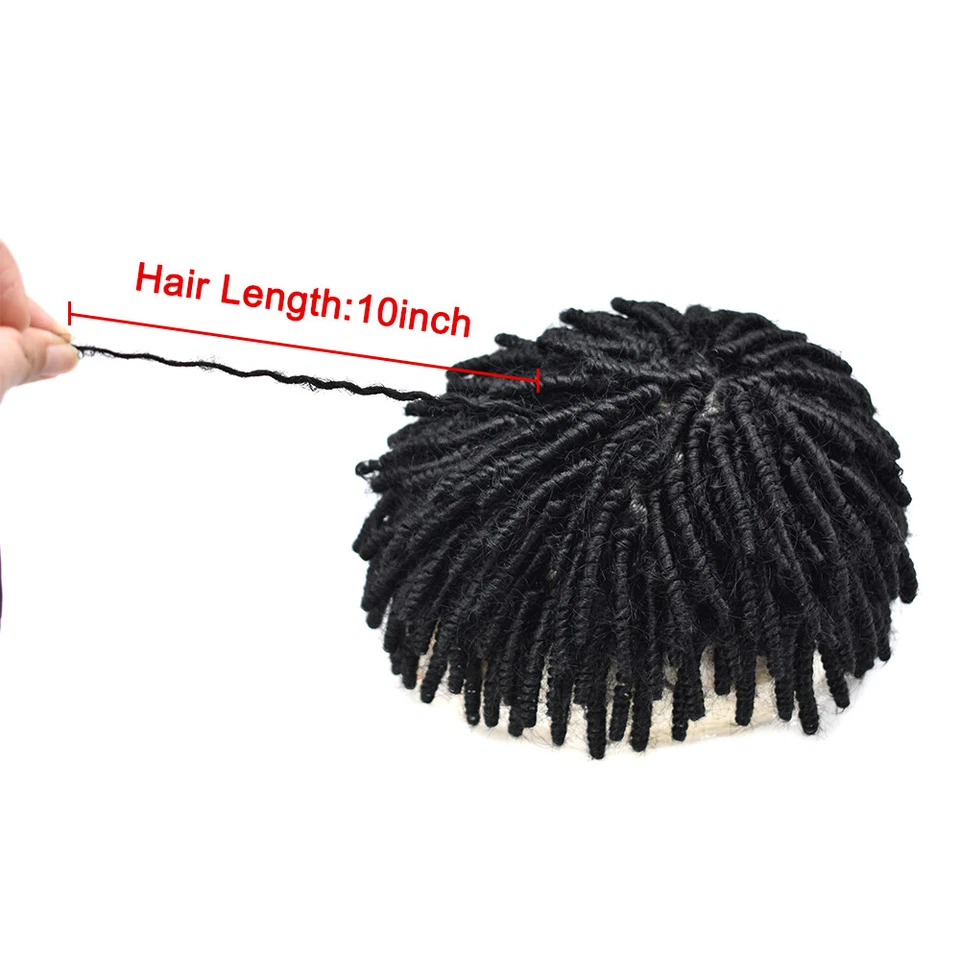Trenzas de ganchillo afro rizadas trenzas para hombres sistema de piezas de cabello humano pelucas para hombre Foto 4 de 4
