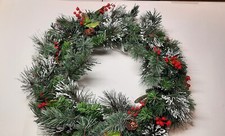 National Tree Company 24" Frosted Berry Wreath With Lights