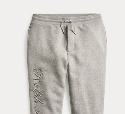 Ralph Lauren Purple Label Grey Embroidered Fleece Relax Jogger 