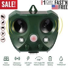 Upgraded Solar Ultrasonic Animal Repellent Dog Cat Skunk Deer Raccoon For Garden