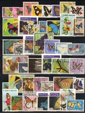 Pays d'Afrique 75 timbres oblitérés Papillons / 2scans (AH118)