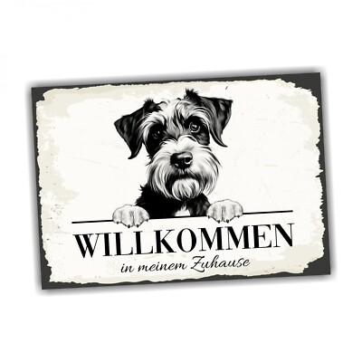 Hundeschild Willkommen Zuhause Schnauzer No.2 Dog Schild Spruch Türschild Warnsc