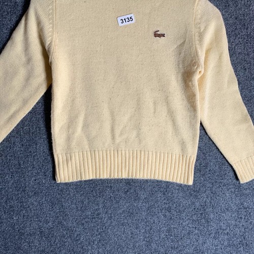 Vintage Izod Lacoste Sweater Youth 10 Beige Long Sleeve Men’s Pullover Hand Knit - Picture 8 of 9
