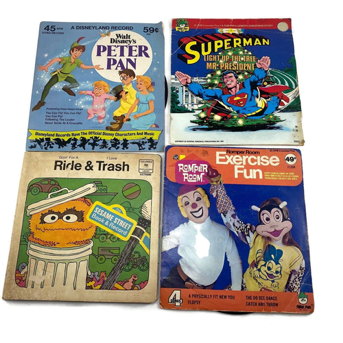 Konvolut 4 70er Jahre Ära Kinder Schallplatten 33 1/3" Peter Pan Strampler Zimmer etc.