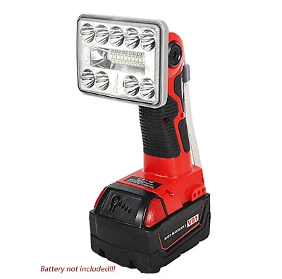 JHJQZCYG 9W 1000LM LED Flashlight Work Light Spotlight for Milwaukee 18V Li-ion Batteries