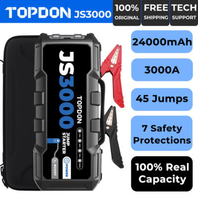 2024 Topdon Pro Jump Starter JS3000 3000 Amp 12-Volt Smart Protection Lithium