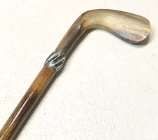 Vintage Antique 19C Horn Handle Sterling Silver Mount Horse Bull Whip Crop Old