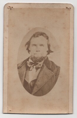 ANTIQUE CDV CIRCA 1870s JOSEPH NEFF HANDSOME BEARDED MAN IN SUIT DAYTON OHIO