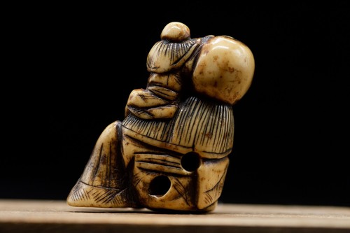 Stag Antler NETSUKE Hermit Japanese Edo - Meiji Antique - Picture 9 of 15