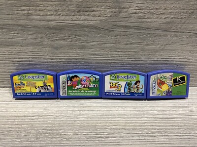 Leapster Leap Frog Games Lot of 4 Toy Story, Dora, Penguins Madagascar, Counting