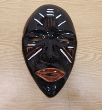 50s 60s Wall Mask Ethnic Ceramic African Signed Mask 50s 60s Vintage