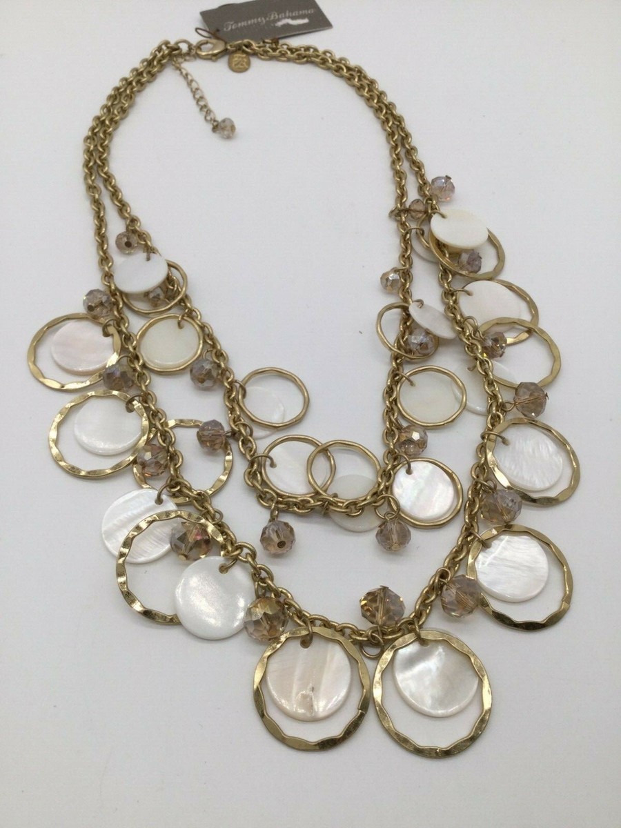 TOMMY BAHAMA GORGEOUS Brushed Gold /shell circles Necklace-NWT!