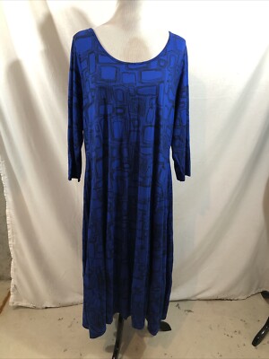 Truth & Style Royal Blue With Black Design 3/4 Sleeve Dress - Women s XL 