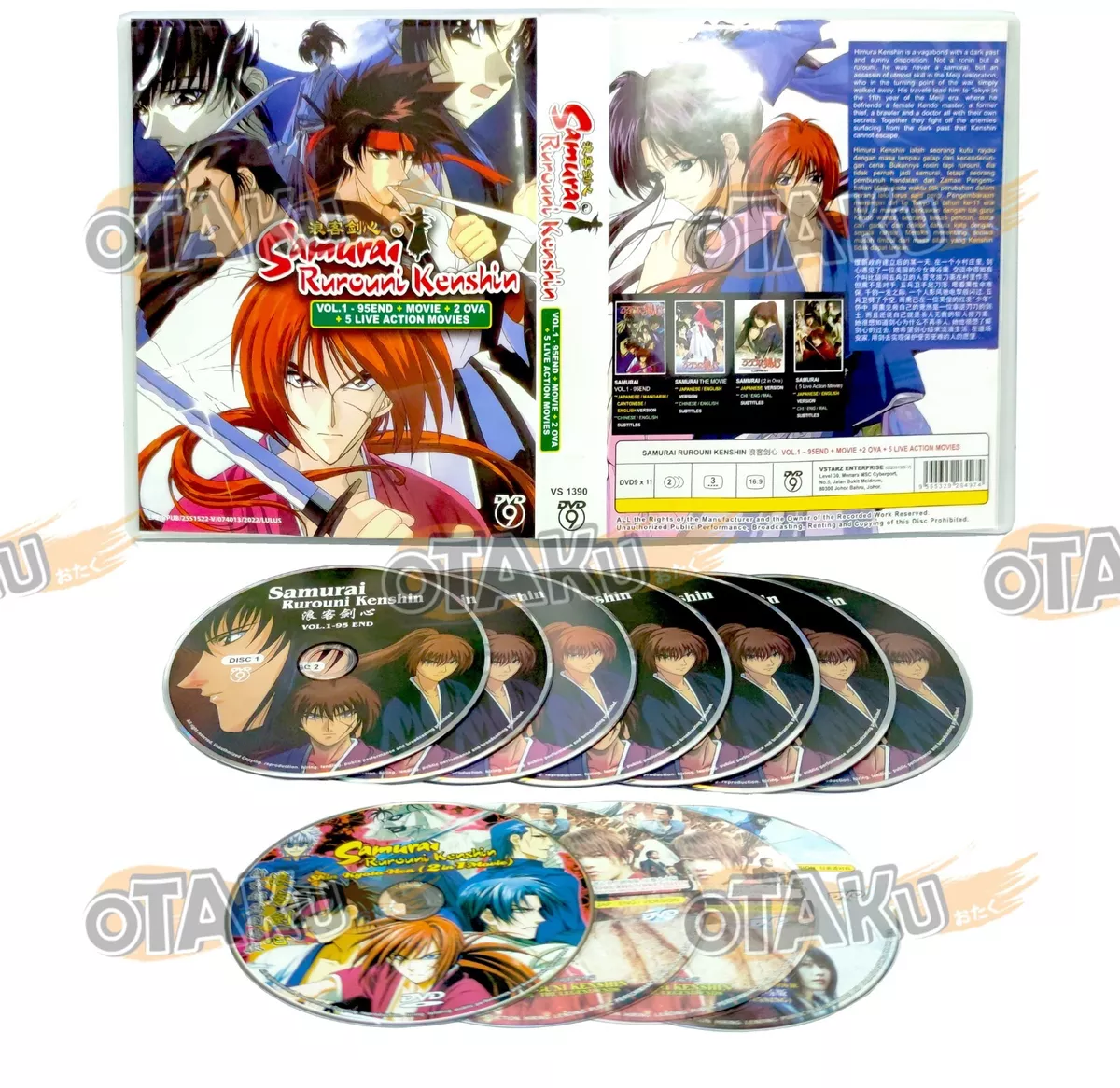 DVD Anime Samurai X Rurouni Kenshin Vol.1-95 End + Movie + 2 OVA + 5 Live  Action