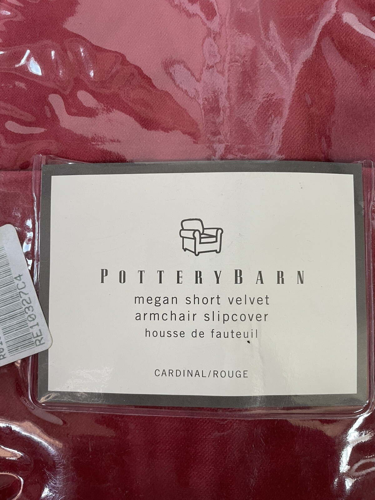 NEW Pottery Barn MEGAN Short Velvet Armchair Slipcover Red Cardinal