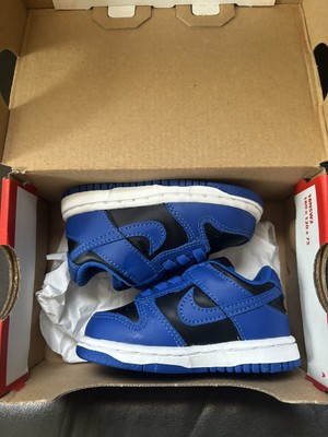 Nike Dunk Low Black/Hyper Colbalt Blue-White CW1589-001 Toddler Size 4C