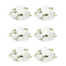 6 Pcs Fake Small Rose Balls, White Flowers for Centerpieces Tables Home Decor