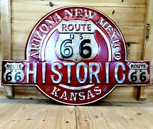 Retro Blechschild Vintage Nostalgie look 20x30cm "Route 66" neu