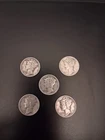 90% Silver MERCURY Dimes Lot of 5