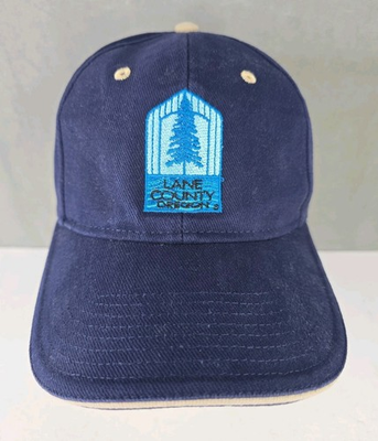 #ad Lane County Oregon hat strap back Public Works strap back blue embroidered cap $13.92