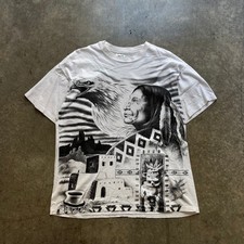 Vintage 90's AOP Native American Eagle Pueblo T Shirt Size XL