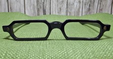 Vintage Gloss Black Rectangle Half Eye Glasses Frames Only Retro MCM 1950s