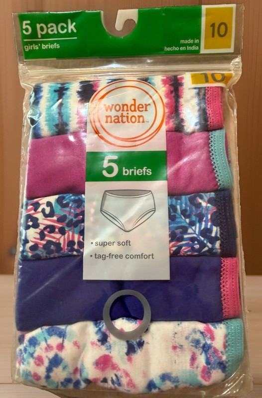 Wonder Nation Girls underwear briefs size 10 pack of 5 Brand New 