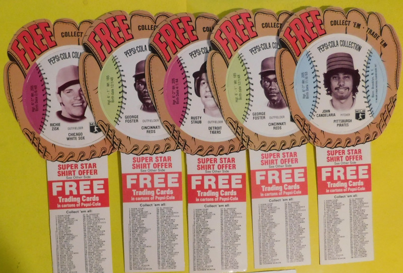 1977 Baseball Pepsi Disc w/tabs Lot of 5 NM/MT  Minor Stars/HOFer