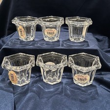 SET OF 6 24% Lead Crystal 6 Sided Candle Holder Votive Made In USA #105
