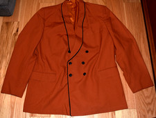 Vintage 1950s 1960s Doo Wop Singer Orange Double Breasted Suit 44L After Six Tux