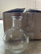 4" Round Crystal Clear Glass Potion Bottle with Cork New