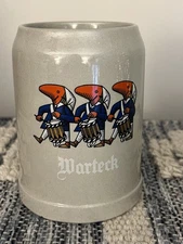 Vtg Warteck German Beer Stein GERZ 0.5L Drummer Fish West Germany Gray Stoneware