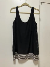 Joie Black Silk Minidress (or top) with stripe trim, Women's Sz XS