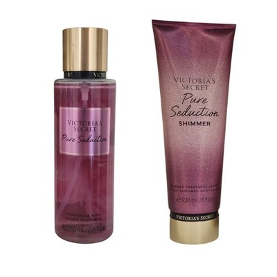 2 Victoria's Secret PURE SEDUCTION Shimmer Body Lotion 8 oz + Body Mist