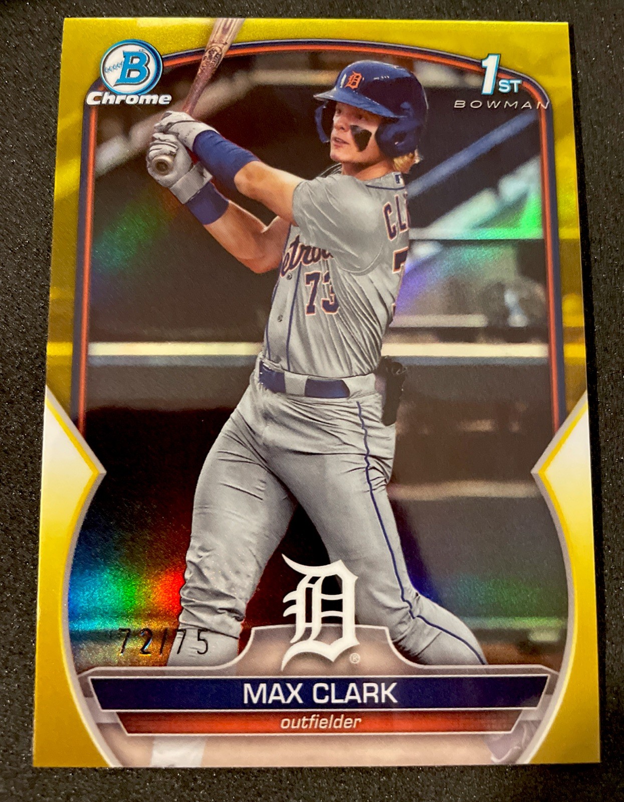 2023 Bowman Draft - Chrome Max Clark #BDC-76 TRUE YELLOW Refractor /75 (RC)
